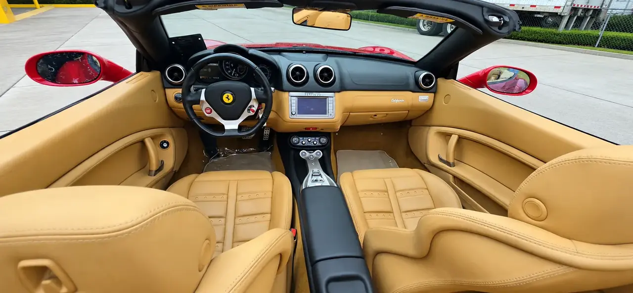 2010 Ferrari California, tan leather interior from above