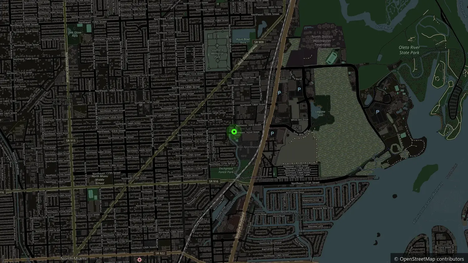 Map showing AutoVault at 14211 NE 18th Ave, North Miami, Florida